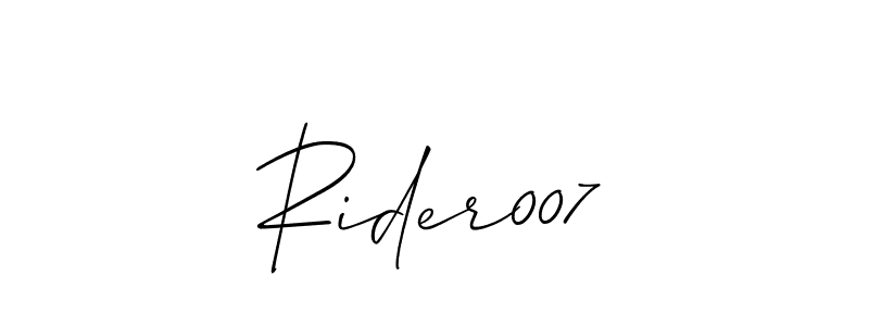 Use a signature maker to create a handwritten signature online. With this signature software, you can design (Allison_Script) your own signature for name Rider007. Rider007 signature style 2 images and pictures png