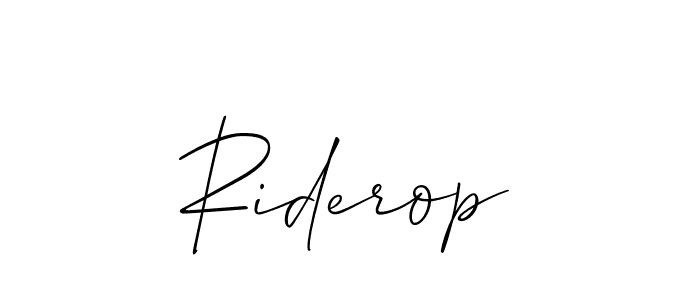 Make a beautiful signature design for name Riderop. With this signature (Allison_Script) style, you can create a handwritten signature for free. Riderop signature style 2 images and pictures png