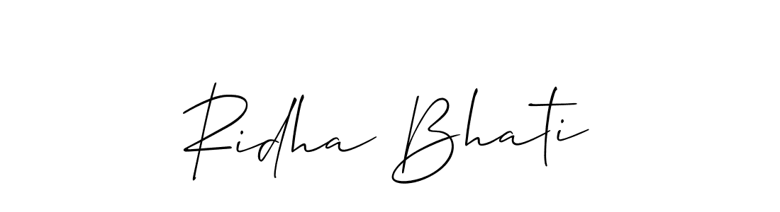 Ridha Bhati stylish signature style. Best Handwritten Sign (Allison_Script) for my name. Handwritten Signature Collection Ideas for my name Ridha Bhati. Ridha Bhati signature style 2 images and pictures png