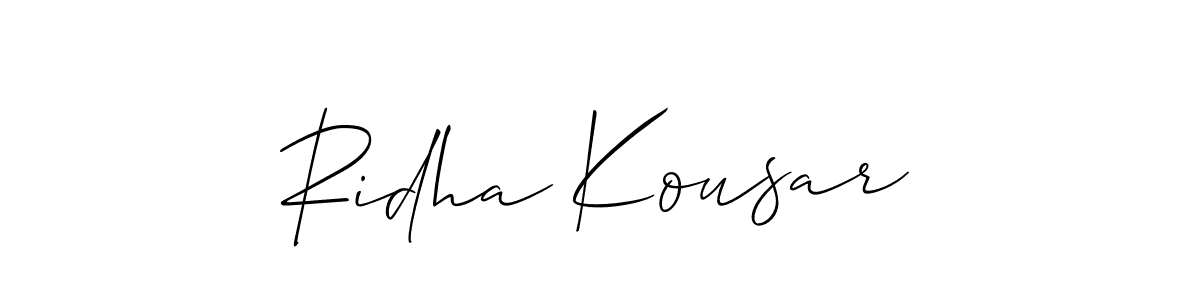 You should practise on your own different ways (Allison_Script) to write your name (Ridha Kousar) in signature. don't let someone else do it for you. Ridha Kousar signature style 2 images and pictures png