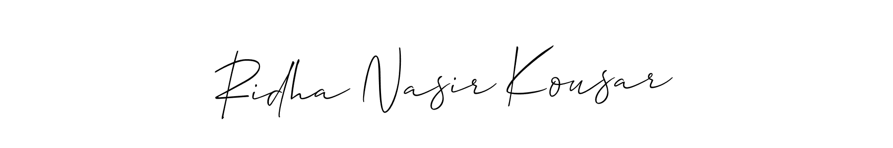 Design your own signature with our free online signature maker. With this signature software, you can create a handwritten (Allison_Script) signature for name Ridha Nasir Kousar. Ridha Nasir Kousar signature style 2 images and pictures png