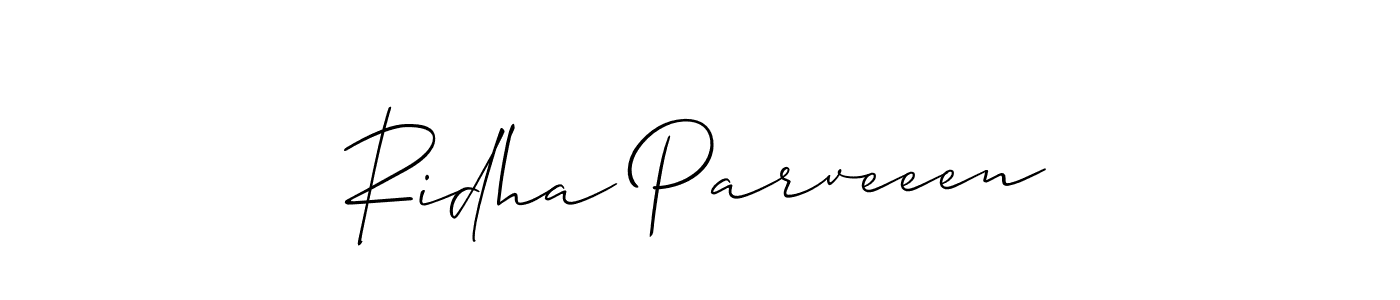 This is the best signature style for the Ridha Parveeen name. Also you like these signature font (Allison_Script). Mix name signature. Ridha Parveeen signature style 2 images and pictures png