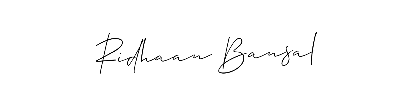 Make a beautiful signature design for name Ridhaan Bansal. With this signature (Allison_Script) style, you can create a handwritten signature for free. Ridhaan Bansal signature style 2 images and pictures png