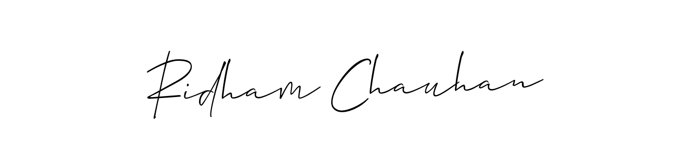 Also we have Ridham Chauhan name is the best signature style. Create professional handwritten signature collection using Allison_Script autograph style. Ridham Chauhan signature style 2 images and pictures png