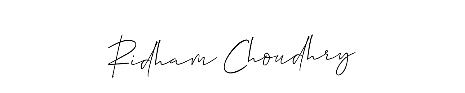 Create a beautiful signature design for name Ridham Choudhry. With this signature (Allison_Script) fonts, you can make a handwritten signature for free. Ridham Choudhry signature style 2 images and pictures png