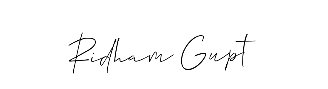 The best way (Allison_Script) to make a short signature is to pick only two or three words in your name. The name Ridham Gupt include a total of six letters. For converting this name. Ridham Gupt signature style 2 images and pictures png