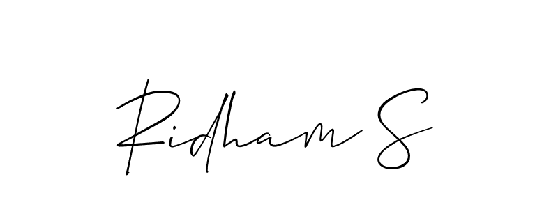 Use a signature maker to create a handwritten signature online. With this signature software, you can design (Allison_Script) your own signature for name Ridham S. Ridham S signature style 2 images and pictures png