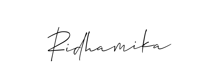 Also we have Ridhamika name is the best signature style. Create professional handwritten signature collection using Allison_Script autograph style. Ridhamika signature style 2 images and pictures png