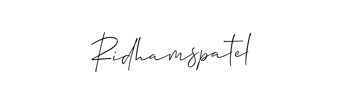 Design your own signature with our free online signature maker. With this signature software, you can create a handwritten (Allison_Script) signature for name Ridhamspatel. Ridhamspatel signature style 2 images and pictures png