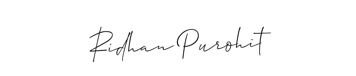 Ridhan Purohit stylish signature style. Best Handwritten Sign (Allison_Script) for my name. Handwritten Signature Collection Ideas for my name Ridhan Purohit. Ridhan Purohit signature style 2 images and pictures png