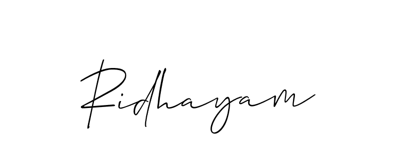 Create a beautiful signature design for name Ridhayam. With this signature (Allison_Script) fonts, you can make a handwritten signature for free. Ridhayam signature style 2 images and pictures png