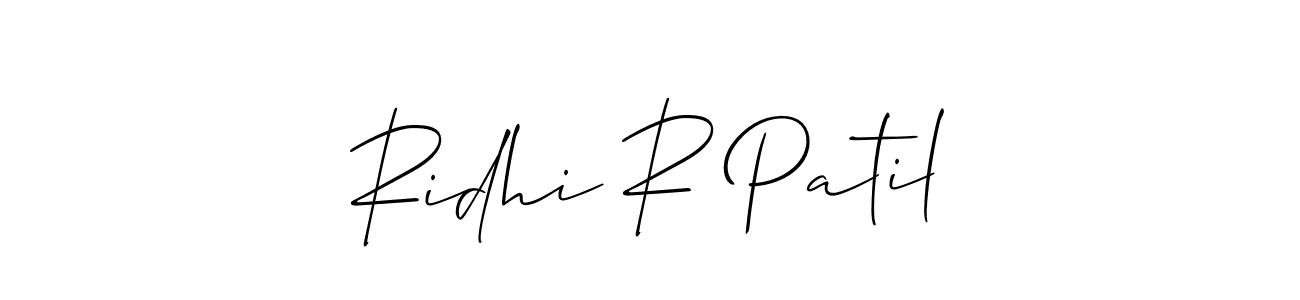 Use a signature maker to create a handwritten signature online. With this signature software, you can design (Allison_Script) your own signature for name Ridhi R Patil. Ridhi R Patil signature style 2 images and pictures png