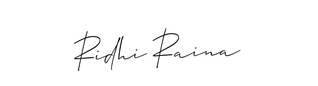 Similarly Allison_Script is the best handwritten signature design. Signature creator online .You can use it as an online autograph creator for name Ridhi Raina. Ridhi Raina signature style 2 images and pictures png