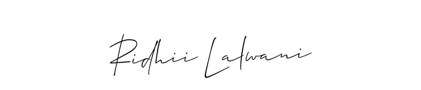 Similarly Allison_Script is the best handwritten signature design. Signature creator online .You can use it as an online autograph creator for name Ridhii Lalwani. Ridhii Lalwani signature style 2 images and pictures png
