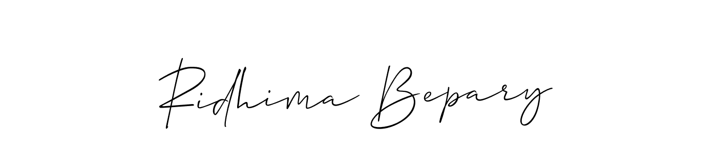 Also You can easily find your signature by using the search form. We will create Ridhima Bepary name handwritten signature images for you free of cost using Allison_Script sign style. Ridhima Bepary signature style 2 images and pictures png