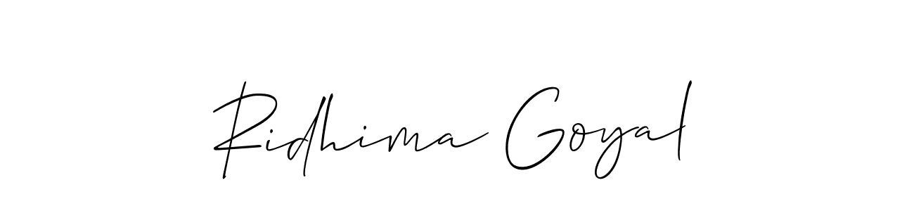 Allison_Script is a professional signature style that is perfect for those who want to add a touch of class to their signature. It is also a great choice for those who want to make their signature more unique. Get Ridhima Goyal name to fancy signature for free. Ridhima Goyal signature style 2 images and pictures png