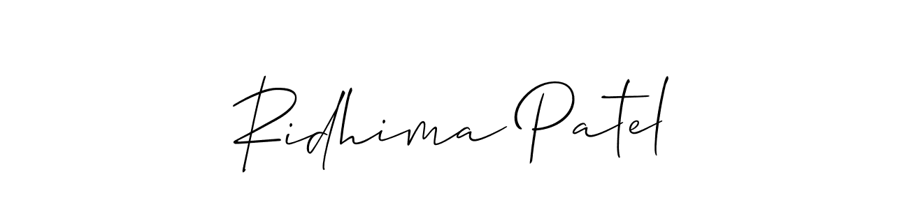 How to make Ridhima Patel name signature. Use Allison_Script style for creating short signs online. This is the latest handwritten sign. Ridhima Patel signature style 2 images and pictures png