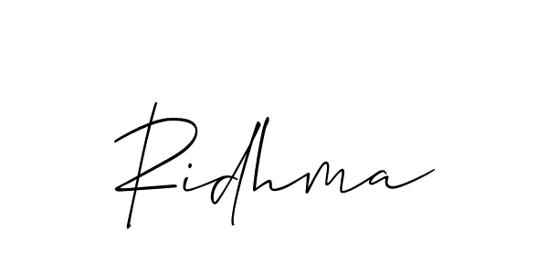 The best way (Allison_Script) to make a short signature is to pick only two or three words in your name. The name Ridhma include a total of six letters. For converting this name. Ridhma signature style 2 images and pictures png