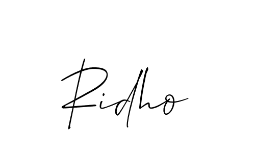 Use a signature maker to create a handwritten signature online. With this signature software, you can design (Allison_Script) your own signature for name Ridho. Ridho signature style 2 images and pictures png