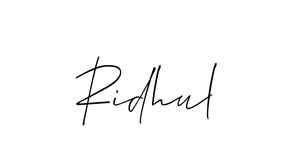 How to make Ridhul signature? Allison_Script is a professional autograph style. Create handwritten signature for Ridhul name. Ridhul signature style 2 images and pictures png