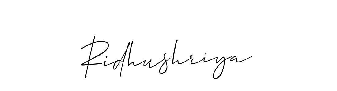 Use a signature maker to create a handwritten signature online. With this signature software, you can design (Allison_Script) your own signature for name Ridhushriya. Ridhushriya signature style 2 images and pictures png