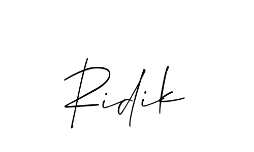 Allison_Script is a professional signature style that is perfect for those who want to add a touch of class to their signature. It is also a great choice for those who want to make their signature more unique. Get Ridik name to fancy signature for free. Ridik signature style 2 images and pictures png