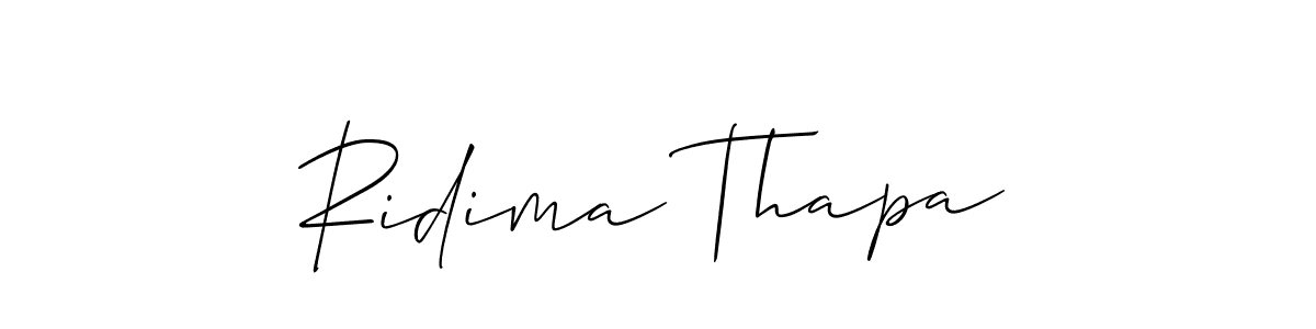 How to make Ridima Thapa signature? Allison_Script is a professional autograph style. Create handwritten signature for Ridima Thapa name. Ridima Thapa signature style 2 images and pictures png