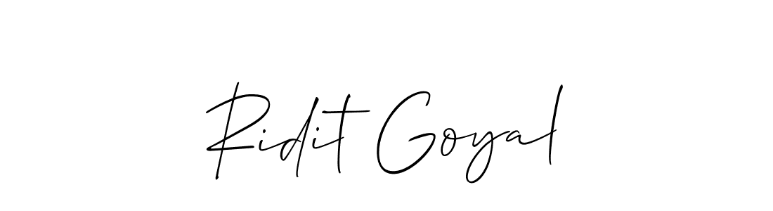 You should practise on your own different ways (Allison_Script) to write your name (Ridit Goyal) in signature. don't let someone else do it for you. Ridit Goyal signature style 2 images and pictures png