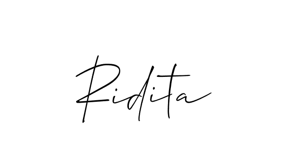 It looks lik you need a new signature style for name Ridita. Design unique handwritten (Allison_Script) signature with our free signature maker in just a few clicks. Ridita signature style 2 images and pictures png