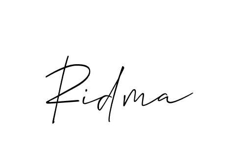 Create a beautiful signature design for name Ridma. With this signature (Allison_Script) fonts, you can make a handwritten signature for free. Ridma signature style 2 images and pictures png