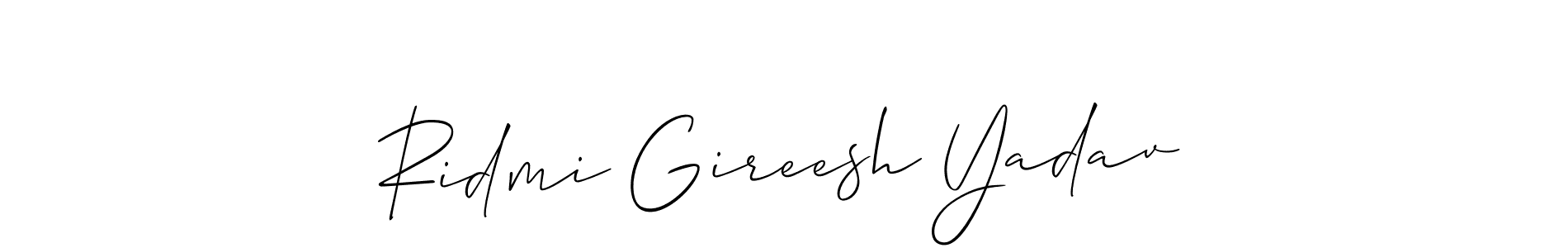 Design your own signature with our free online signature maker. With this signature software, you can create a handwritten (Allison_Script) signature for name Ridmi Gireesh Yadav. Ridmi Gireesh Yadav signature style 2 images and pictures png