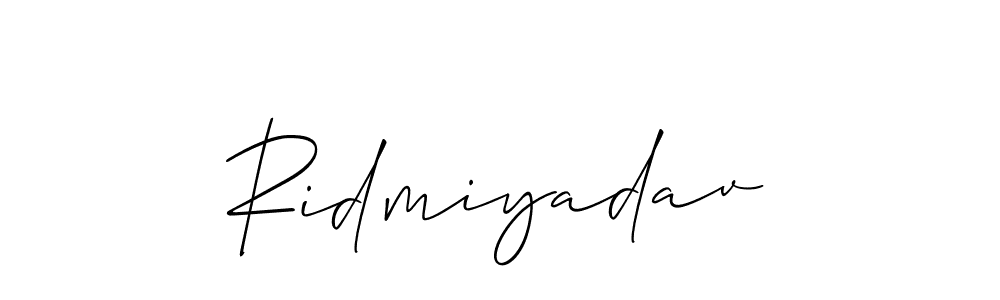 Make a beautiful signature design for name Ridmiyadav. With this signature (Allison_Script) style, you can create a handwritten signature for free. Ridmiyadav signature style 2 images and pictures png