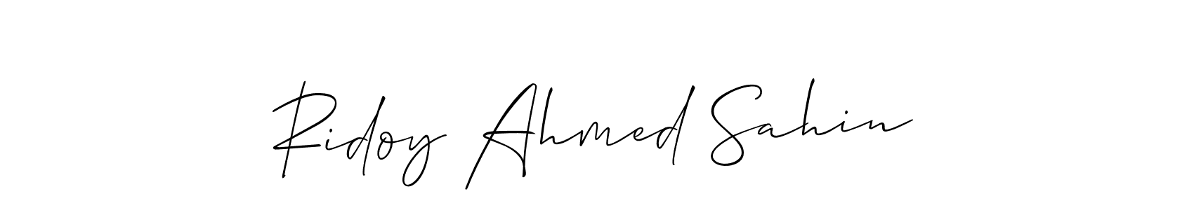 Also You can easily find your signature by using the search form. We will create Ridoy Ahmed Sahin name handwritten signature images for you free of cost using Allison_Script sign style. Ridoy Ahmed Sahin signature style 2 images and pictures png