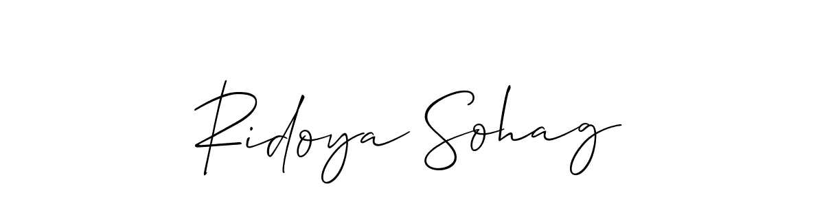 Make a beautiful signature design for name Ridoya Sohag. With this signature (Allison_Script) style, you can create a handwritten signature for free. Ridoya Sohag signature style 2 images and pictures png