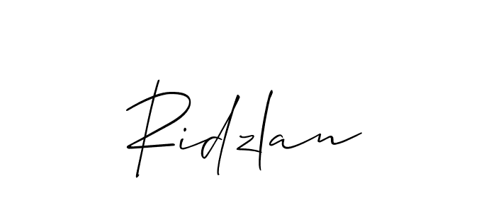 Design your own signature with our free online signature maker. With this signature software, you can create a handwritten (Allison_Script) signature for name Ridzlan. Ridzlan signature style 2 images and pictures png