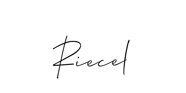 Allison_Script is a professional signature style that is perfect for those who want to add a touch of class to their signature. It is also a great choice for those who want to make their signature more unique. Get Riecel name to fancy signature for free. Riecel signature style 2 images and pictures png