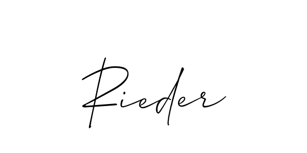 Create a beautiful signature design for name Rieder. With this signature (Allison_Script) fonts, you can make a handwritten signature for free. Rieder signature style 2 images and pictures png