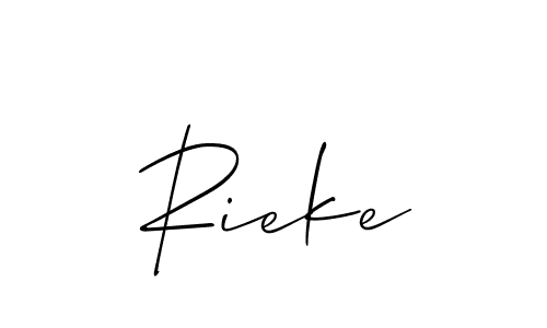 The best way (Allison_Script) to make a short signature is to pick only two or three words in your name. The name Rieke include a total of six letters. For converting this name. Rieke signature style 2 images and pictures png