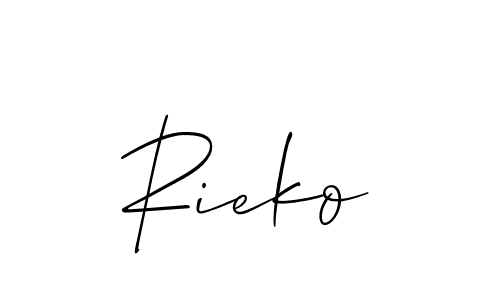 The best way (Allison_Script) to make a short signature is to pick only two or three words in your name. The name Rieko include a total of six letters. For converting this name. Rieko signature style 2 images and pictures png