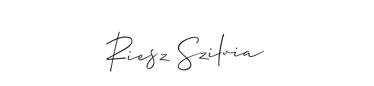 It looks lik you need a new signature style for name Riesz Szilvia. Design unique handwritten (Allison_Script) signature with our free signature maker in just a few clicks. Riesz Szilvia signature style 2 images and pictures png