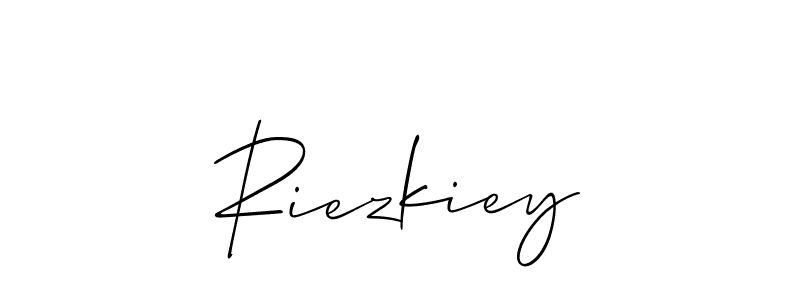 Design your own signature with our free online signature maker. With this signature software, you can create a handwritten (Allison_Script) signature for name Riezkiey. Riezkiey signature style 2 images and pictures png