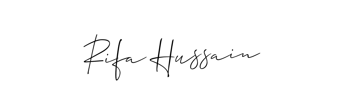 if you are searching for the best signature style for your name Rifa Hussain. so please give up your signature search. here we have designed multiple signature styles  using Allison_Script. Rifa Hussain signature style 2 images and pictures png