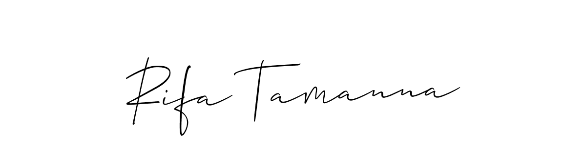 Make a beautiful signature design for name Rifa Tamanna. With this signature (Allison_Script) style, you can create a handwritten signature for free. Rifa Tamanna signature style 2 images and pictures png