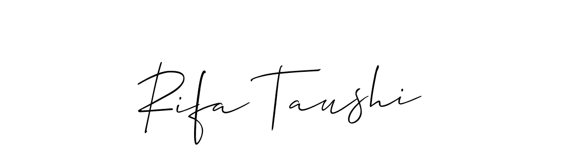 How to make Rifa Taushi name signature. Use Allison_Script style for creating short signs online. This is the latest handwritten sign. Rifa Taushi signature style 2 images and pictures png