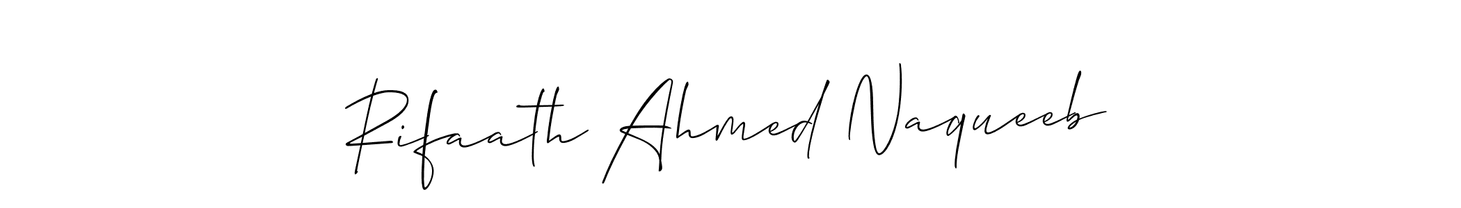 Rifaath Ahmed Naqueeb stylish signature style. Best Handwritten Sign (Allison_Script) for my name. Handwritten Signature Collection Ideas for my name Rifaath Ahmed Naqueeb. Rifaath Ahmed Naqueeb signature style 2 images and pictures png