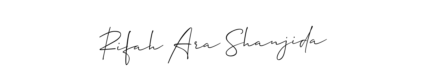 This is the best signature style for the Rifah Ara Shanjida name. Also you like these signature font (Allison_Script). Mix name signature. Rifah Ara Shanjida signature style 2 images and pictures png