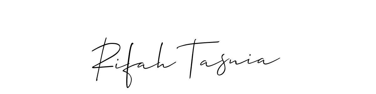 Also You can easily find your signature by using the search form. We will create Rifah Tasnia name handwritten signature images for you free of cost using Allison_Script sign style. Rifah Tasnia signature style 2 images and pictures png