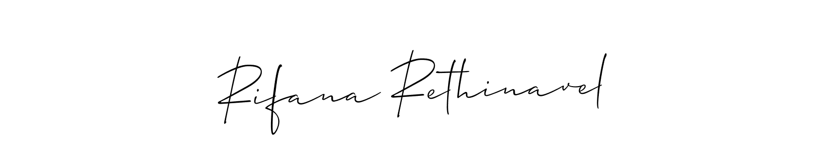 You should practise on your own different ways (Allison_Script) to write your name (Rifana Rethinavel) in signature. don't let someone else do it for you. Rifana Rethinavel signature style 2 images and pictures png