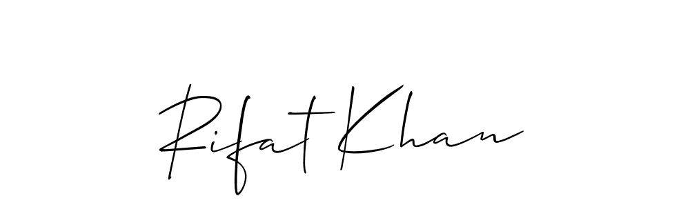 Allison_Script is a professional signature style that is perfect for those who want to add a touch of class to their signature. It is also a great choice for those who want to make their signature more unique. Get Rifat Khan name to fancy signature for free. Rifat Khan signature style 2 images and pictures png