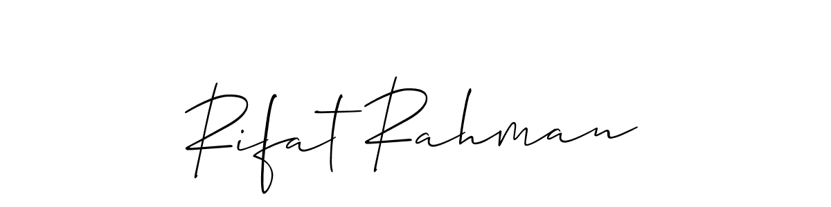 Make a short Rifat Rahman signature style. Manage your documents anywhere anytime using Allison_Script. Create and add eSignatures, submit forms, share and send files easily. Rifat Rahman signature style 2 images and pictures png